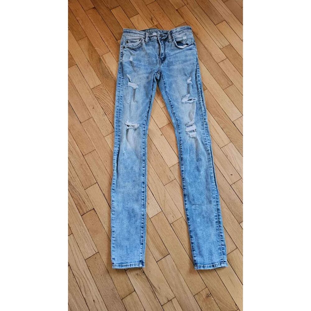 AE Young Money Colab Stacked Skinny Jeans Distressed‎ Mens 28x30 Grunge Skater